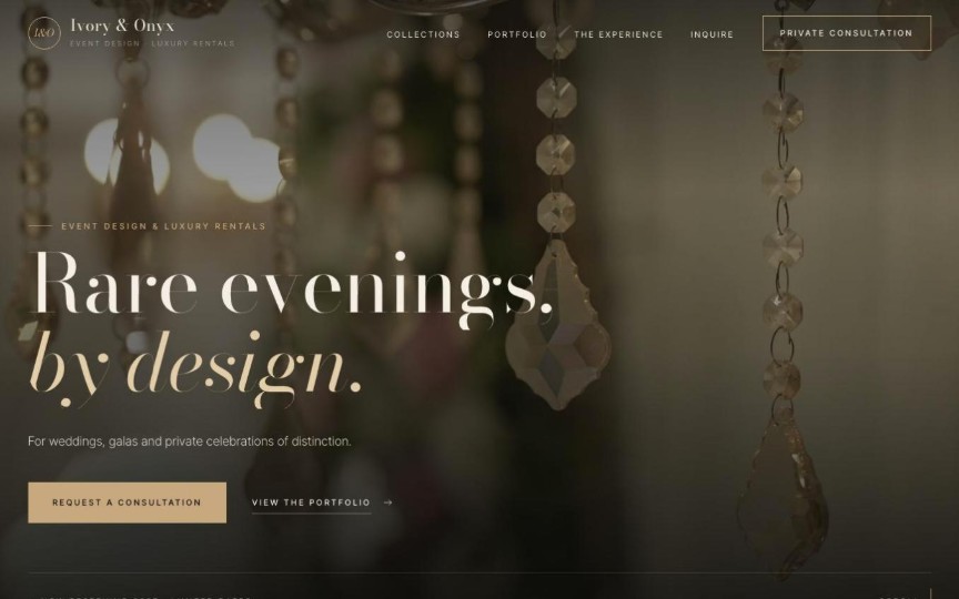 Rare Evenings party rental website design